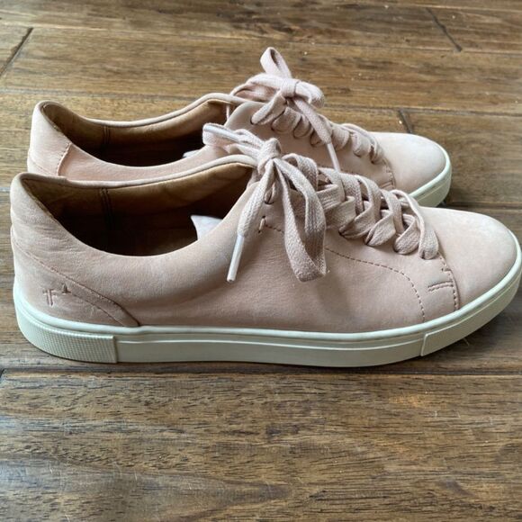FRYE Blush Pink Ivy Low Lace Up Sneakers Size 7.5 M Tumbled Nubuck Leather - Picture 10 of 11